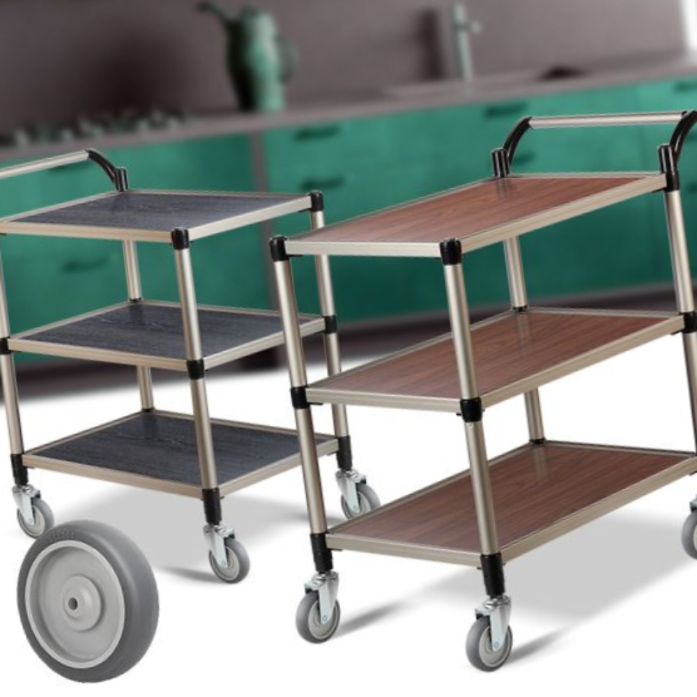 3단 월넛 우드 왜건 특대 왜건 웨곤 회색 바퀴 트롤리 카트 주방