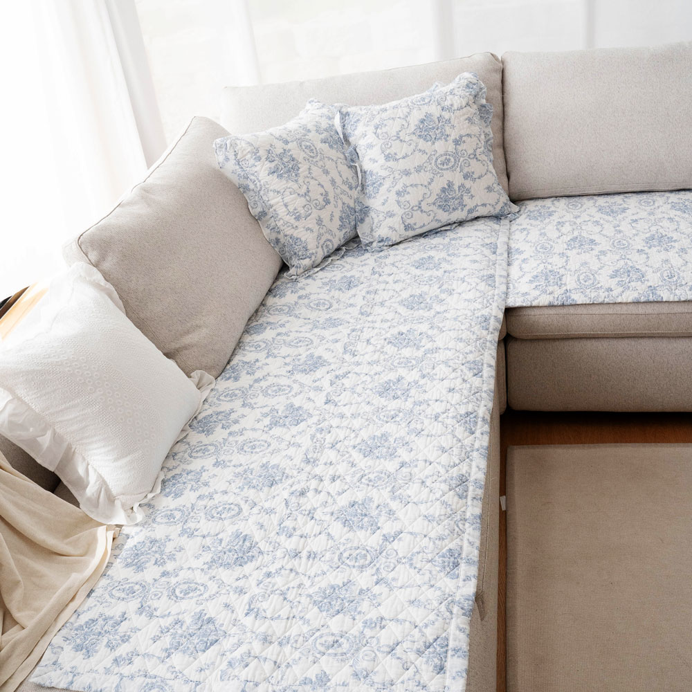 마벨로제 앤틱 사계절 면 쇼파패드 미끄럼방지 소파매트 그레이 2인