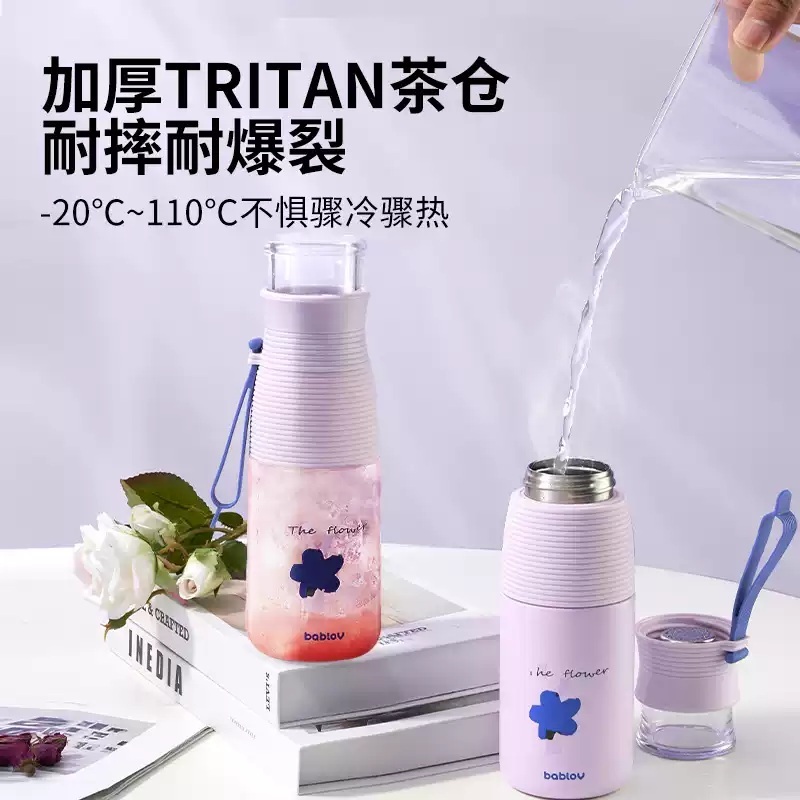 차우리는 텀블러 티 거름망 찻잎 휴대용 보온 티보틀 녹차 투명한 보틀 - 상세 이미지 3