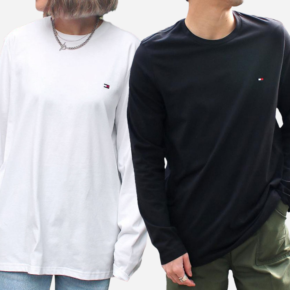 타미힐피거 스몰로고 긴팔티셔츠 1개+1개 남녀공용 크루넥 셔츠 - 상품 이미지