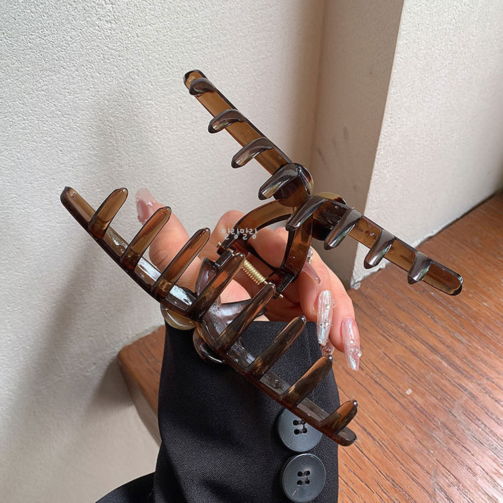 브라운 대형집게핀 올림머리 장식 우아한 헤어삔 - 상세 이미지 5