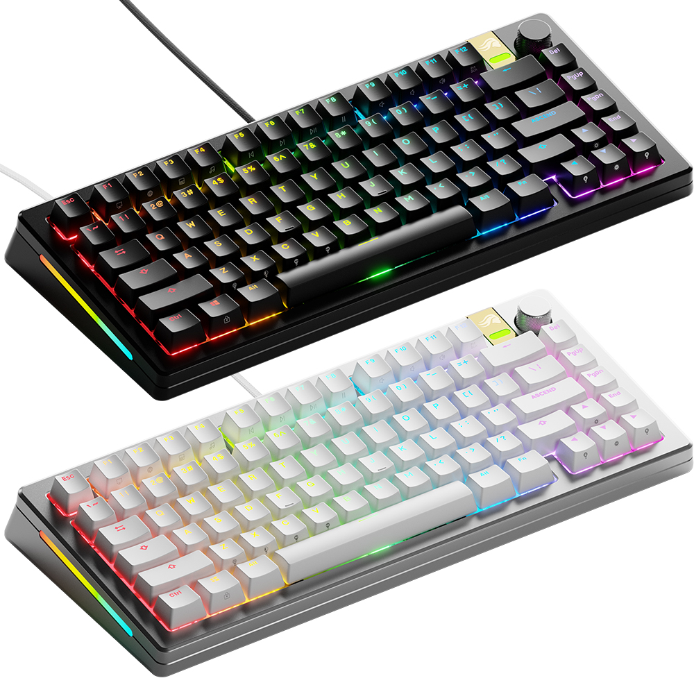 글로리어스 GMMK3 PRO HE 75% Prebuilt 풀 알루미늄 커스텀 래피드 트리거 유선 게이밍 키보드(블랙/실버) - 메인 이미지