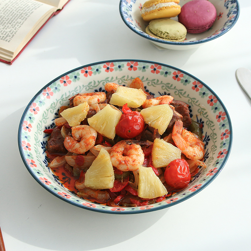 미코 플라워 꽃무늬 플레이트 예쁜 일본 미니 도자기 샐러드 원접시 쿠프 앞접시