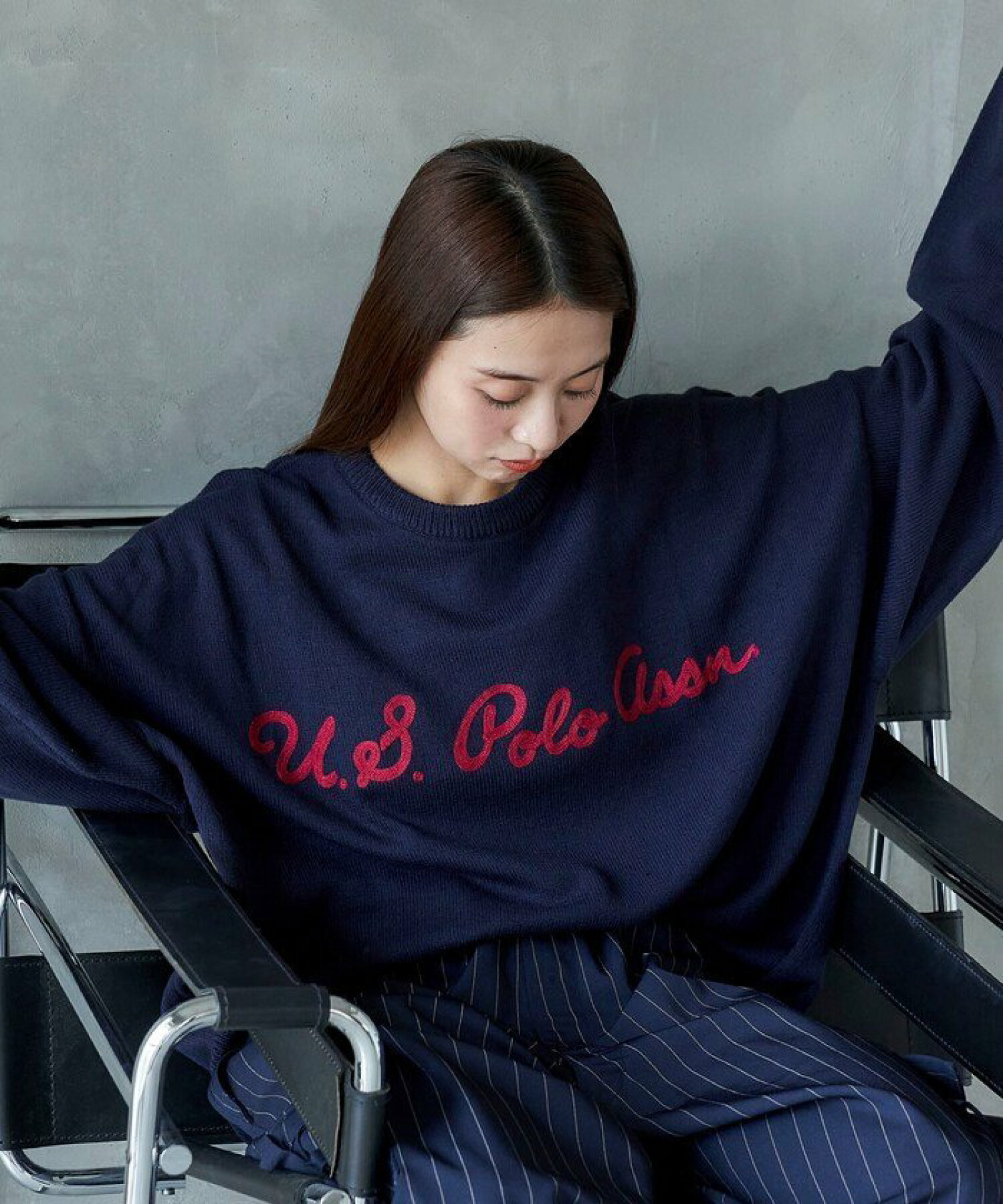 프릭스스토어 U.S. POLO ASSN 비스포크 체인 로고 자카드 니트 4컬러 - 상세 이미지 2