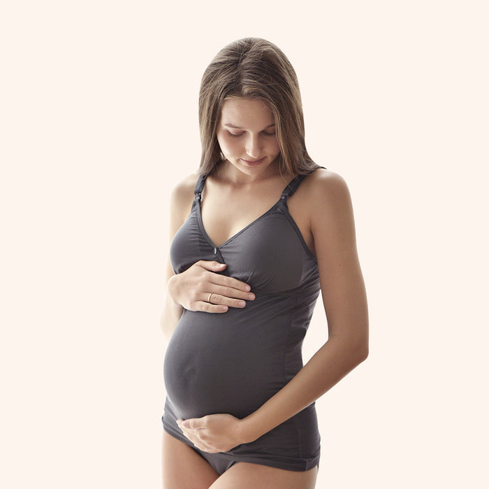 수유나시 원터치 밤부 라이트 임산부 속옷 수유 캐미솔 런닝 팬티 세트 - 상세 이미지 3