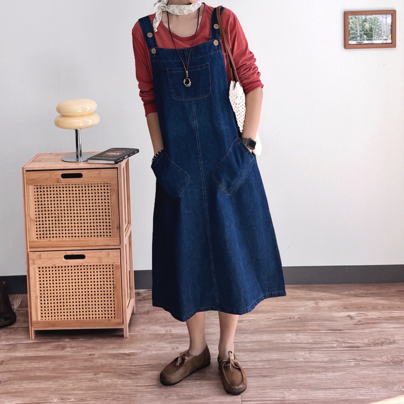 데님멜빵원피스 포켓포인트 데님원피스 미시옷