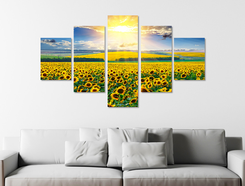 해바라기 5분할 액자세트 대형캔버스 사진 그림 액자 중소형 세트