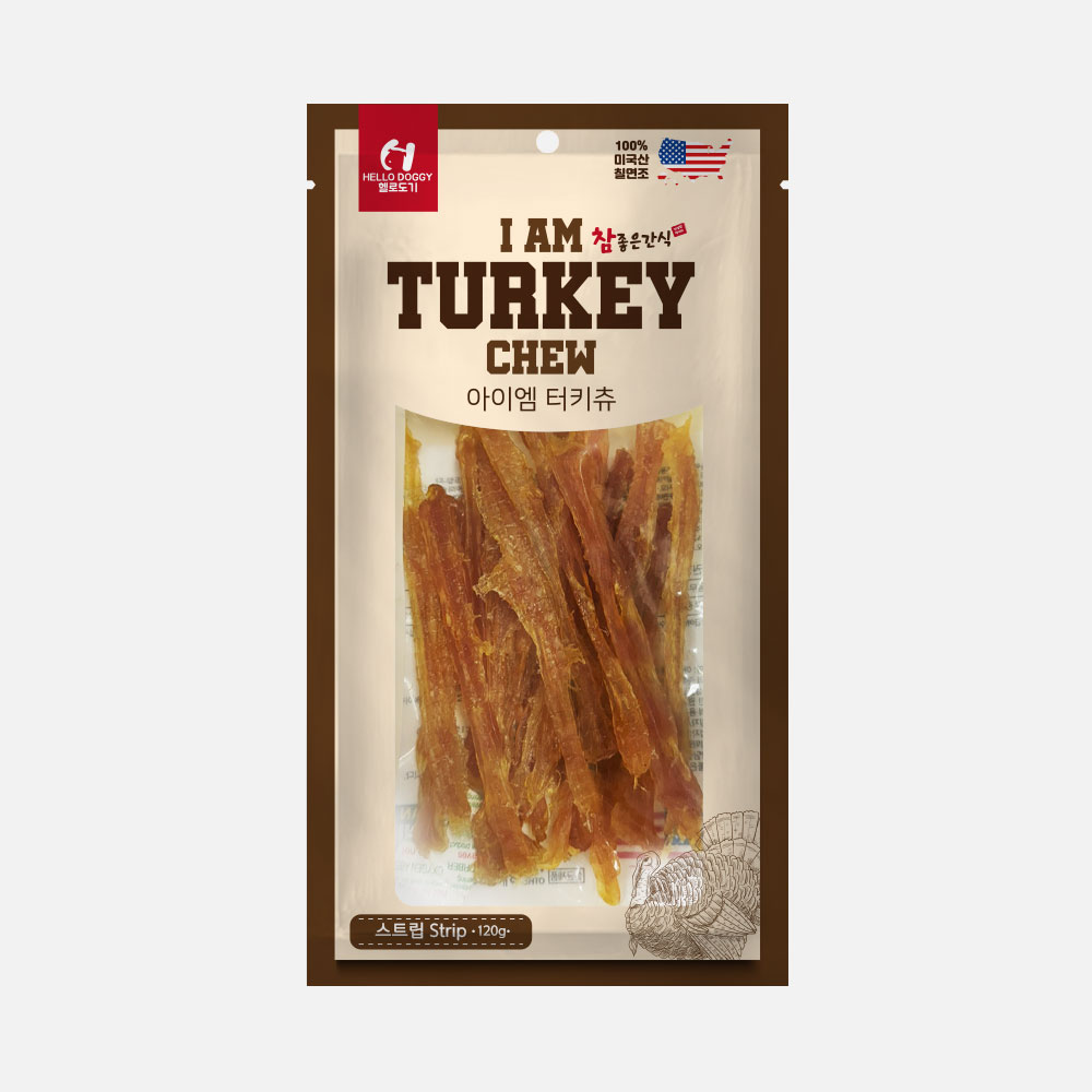 헬로도기 아이엠터키츄 강아지터키츄 오래먹는 이갈이 간식 스트립, 120g, 1개 - 상품 이미지