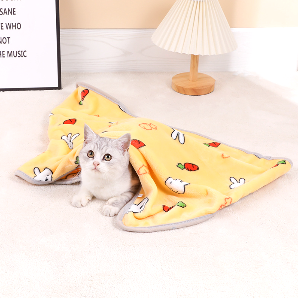 퍼플펫 강아지 담요 이불 고양이 담요 마약 방석 쿠션 극세사 겨울 켄넬방석 당근토끼 S