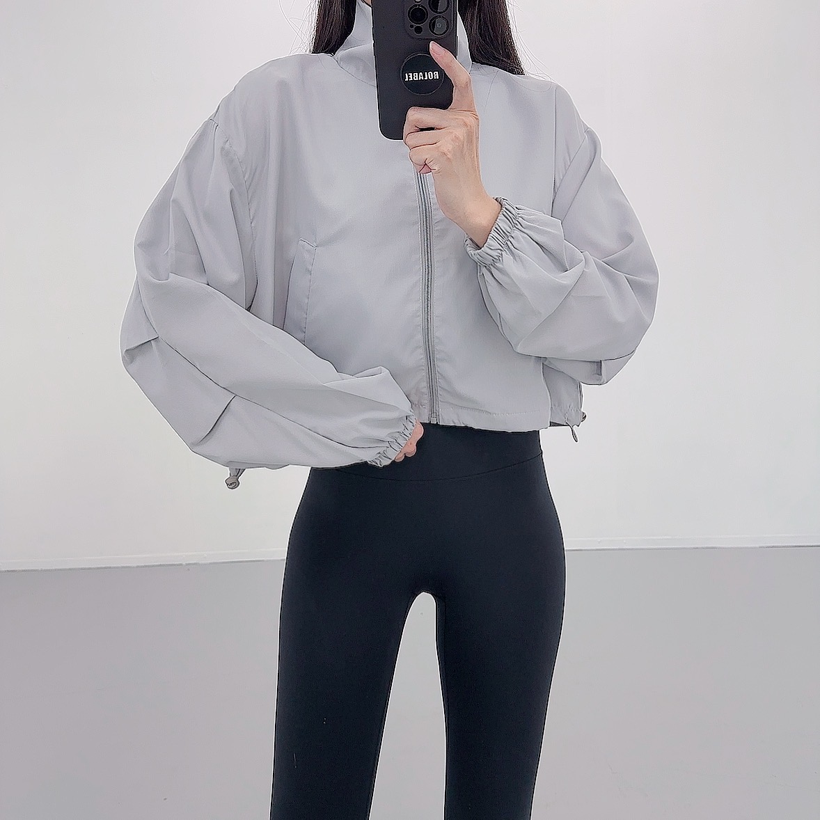 로라벨 달링 크롭 가을 간절기 여성 바람막이 아노락 야상 점퍼 봄 오버핏 후드집업 아우터 - 상세 이미지 5