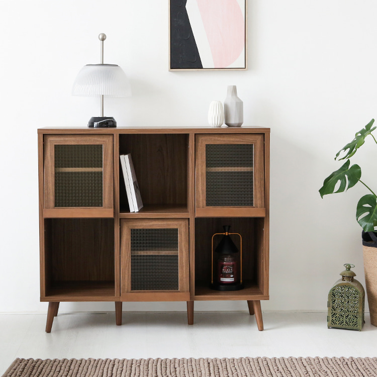 필몬 콘솔수납장 3문 PUM100110F 1085x390x975mm, 2단, 미들브라운 5088.1401