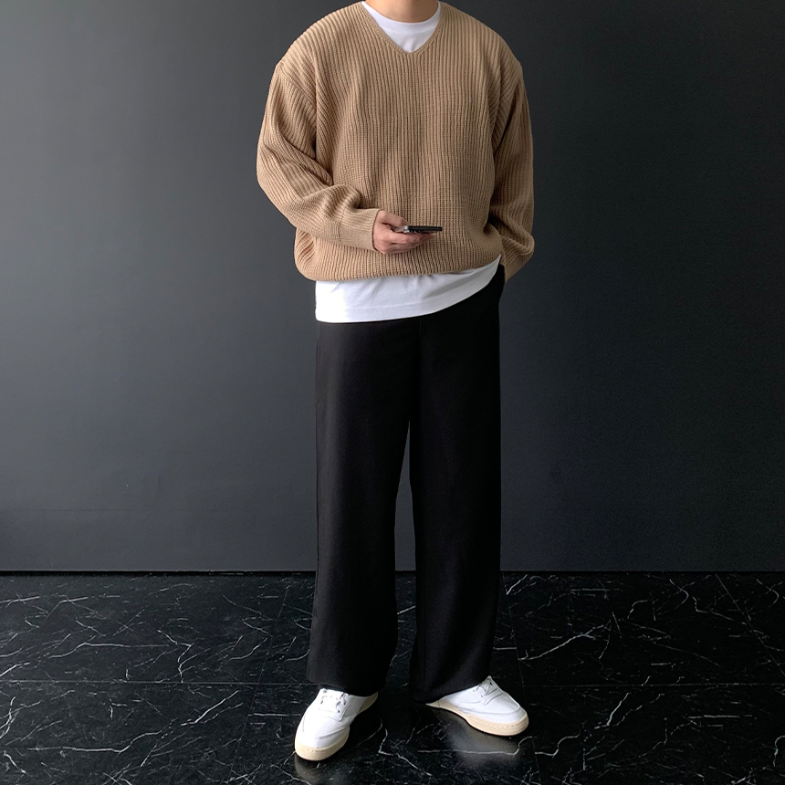 남자 봄 가을 사계절 링클프리 와이드 슬랙스 스판 팬츠 - 상세 이미지 3