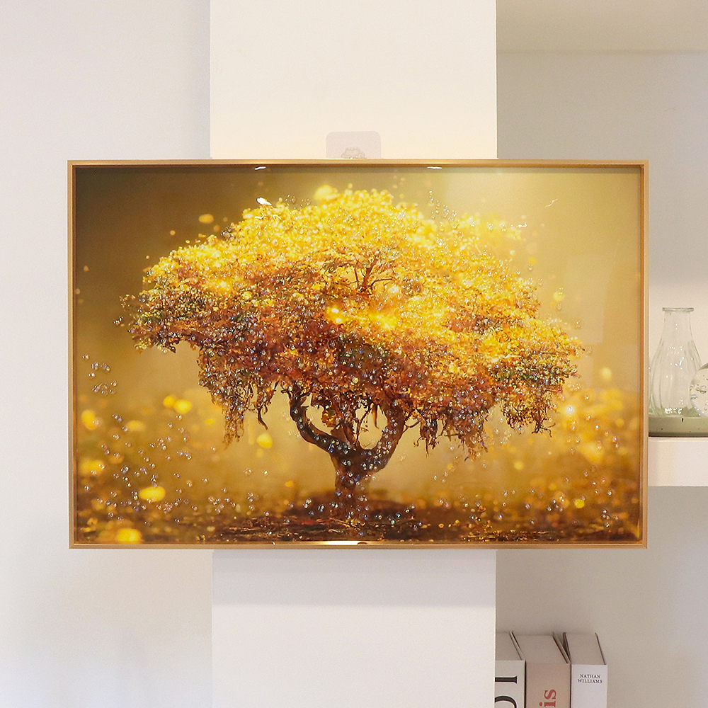 크리스탈 큐빅 황금 돈나무 그림 액자 인테리어 사무실 거실 돈들어오는 개업액자 현관 벽 대