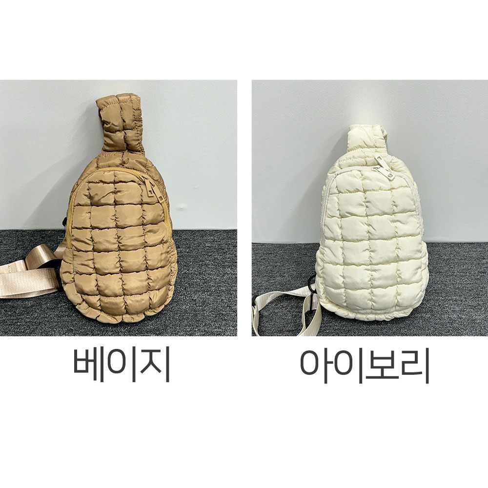 캐주얼 패딩 퀄팅 슬링백가방 옆으로 앞으로 매는 가방 와플 미니 가을 겨울 크로스백 - 상세 이미지 3