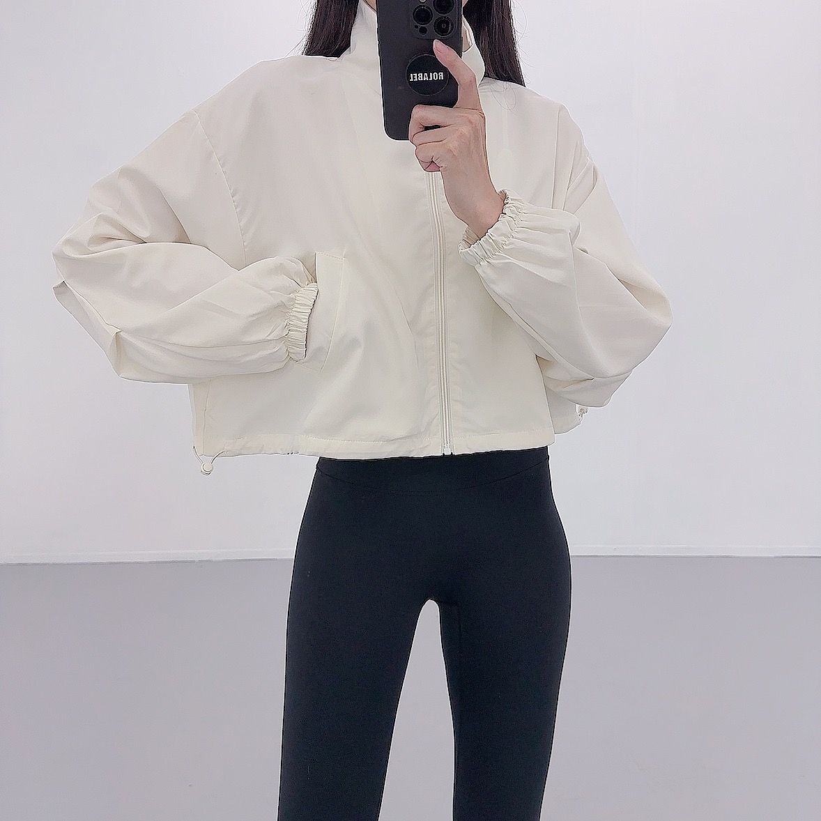 로라벨 달링 크롭 가을 간절기 여성 바람막이 아노락 야상 점퍼 봄 오버핏 후드집업 아우터 - 상세 이미지 2