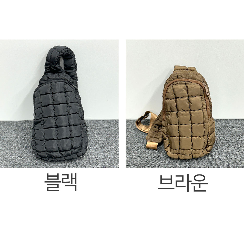 캐주얼 패딩 퀄팅 슬링백가방 옆으로 앞으로 매는 가방 와플 미니 가을 겨울 크로스백 - 상세 이미지 2