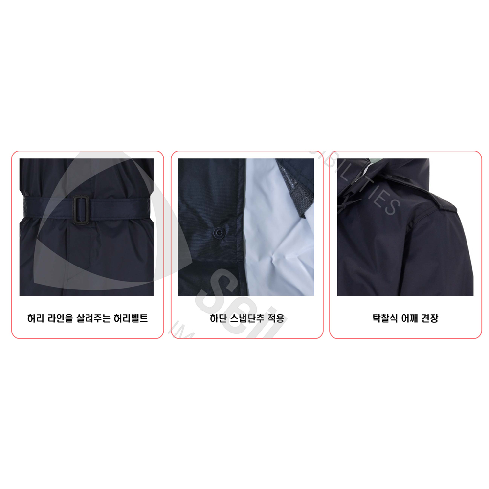 제비표 우의 코트형 우비 600 RE 레인 코트 주차관리 SI-si600 장교우비 - 상세 이미지 3