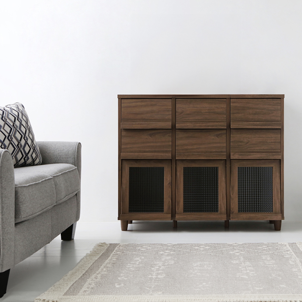 필몬 수납장 3문6서랍 NFM92111H 1115x395x920mm, 3단, 미들브라운 5878.7871 - 상세 이미지 4