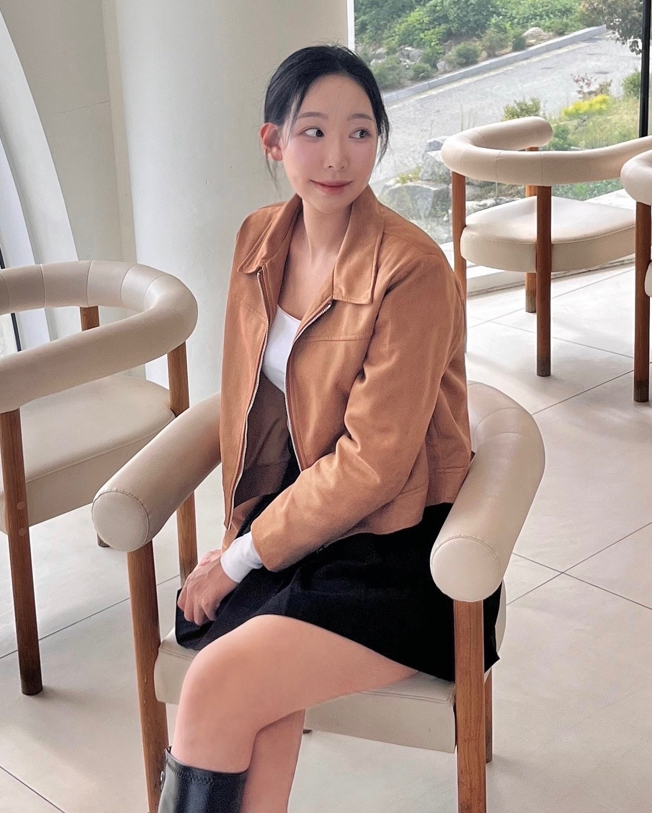 드뮤어룩 가을 숏 크롭 골덴자켓 스웨이드자켓 브라운자켓 점퍼 - 상세 이미지 3