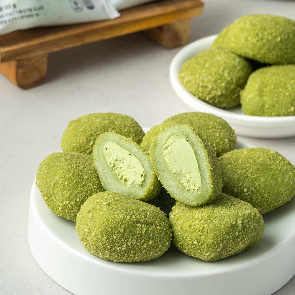 생크림 찹쌀떡 말차크림 1상자 35g x 8봉 간식 냉동 모찌 선물 - 상세 이미지 3