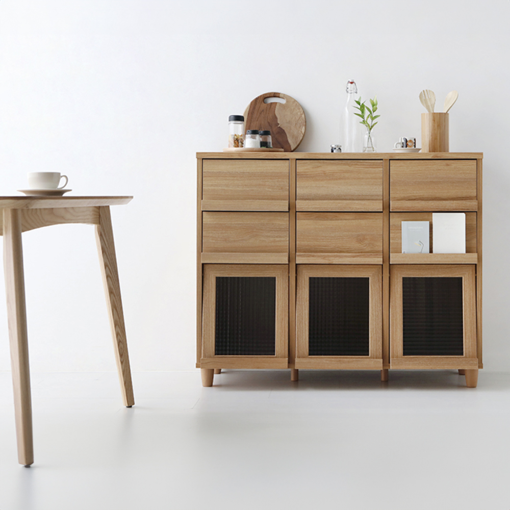 필몬 수납장 3문6서랍 NFM92111H 1115x395x920mm, 3단, 캄포어베니어 3228.0051 - 상세 이미지 4