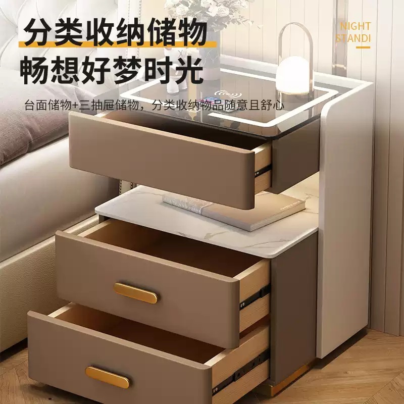 LED협탁 스마트 서랍 침대옆선반 USB 수납 테이블 침실 서랍장 호텔식 침대 - 상세 이미지 2