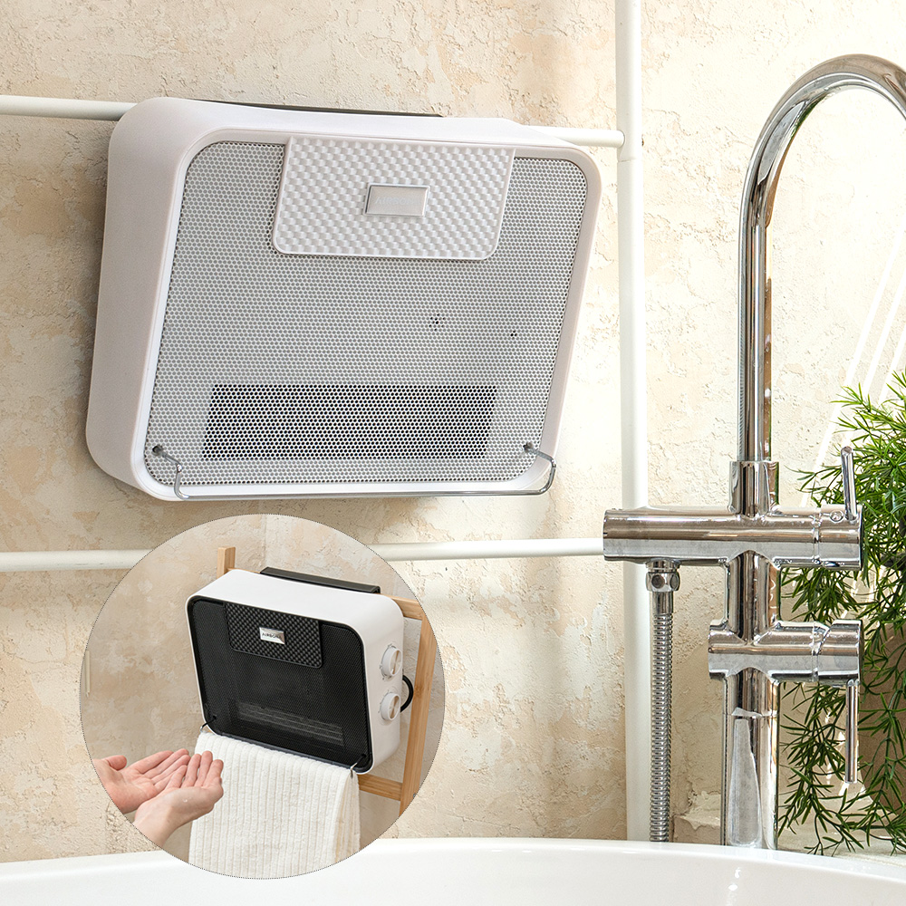 에어보나 미니온풍기 욕실난방기 화장실 욕실 샤워실 온풍기 벽걸이 히터 다이얼형 화이트