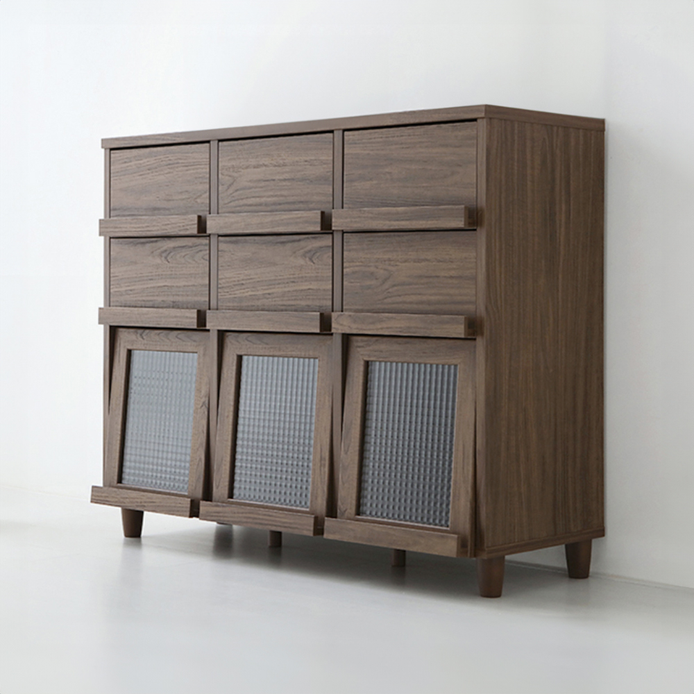 필몬 수납장 3문6서랍 NFM92111H 1115x395x920mm, 3단, 미들브라운 5878.7871 - 상세 이미지 2