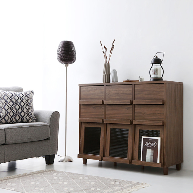 필몬 수납장 3문6서랍 NFM92111H 1115x395x920mm, 3단, 미들브라운 5878.7871 - 상세 이미지 5