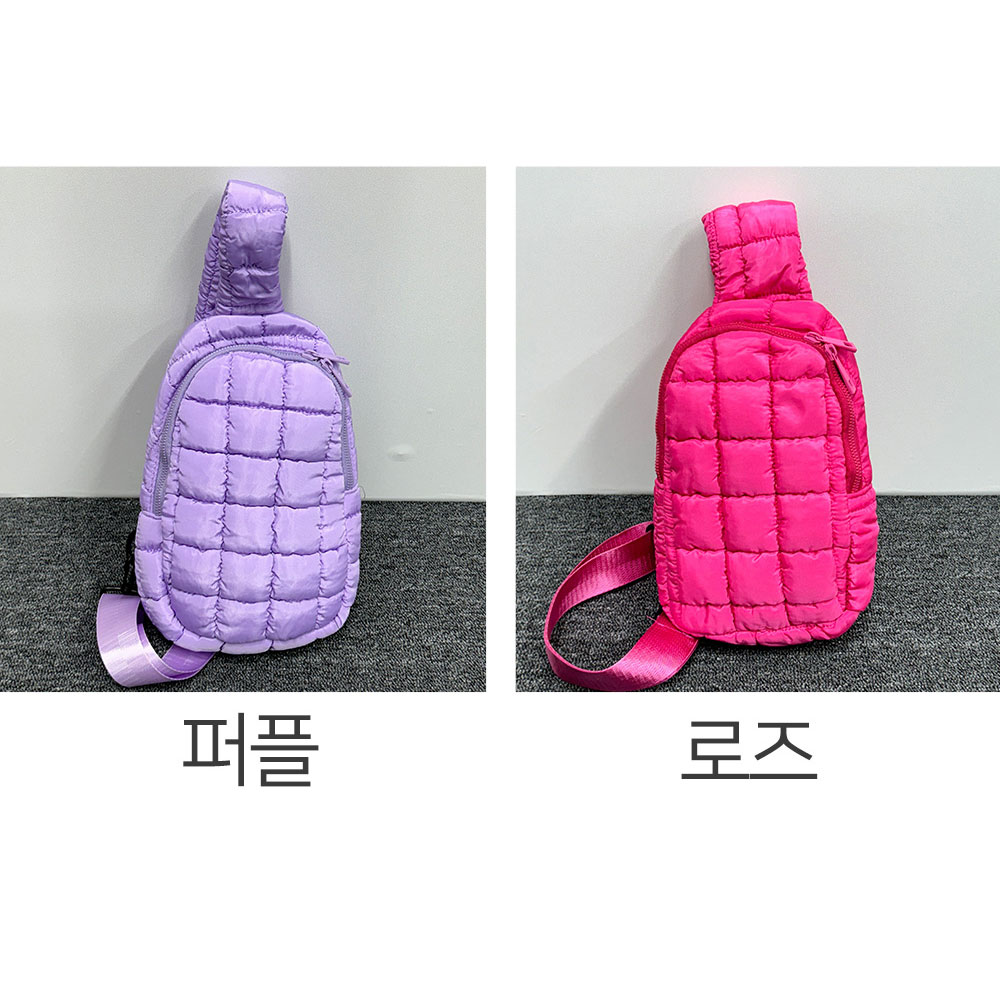 캐주얼 패딩 퀄팅 슬링백가방 옆으로 앞으로 매는 가방 와플 미니 가을 겨울 크로스백 이미지 6