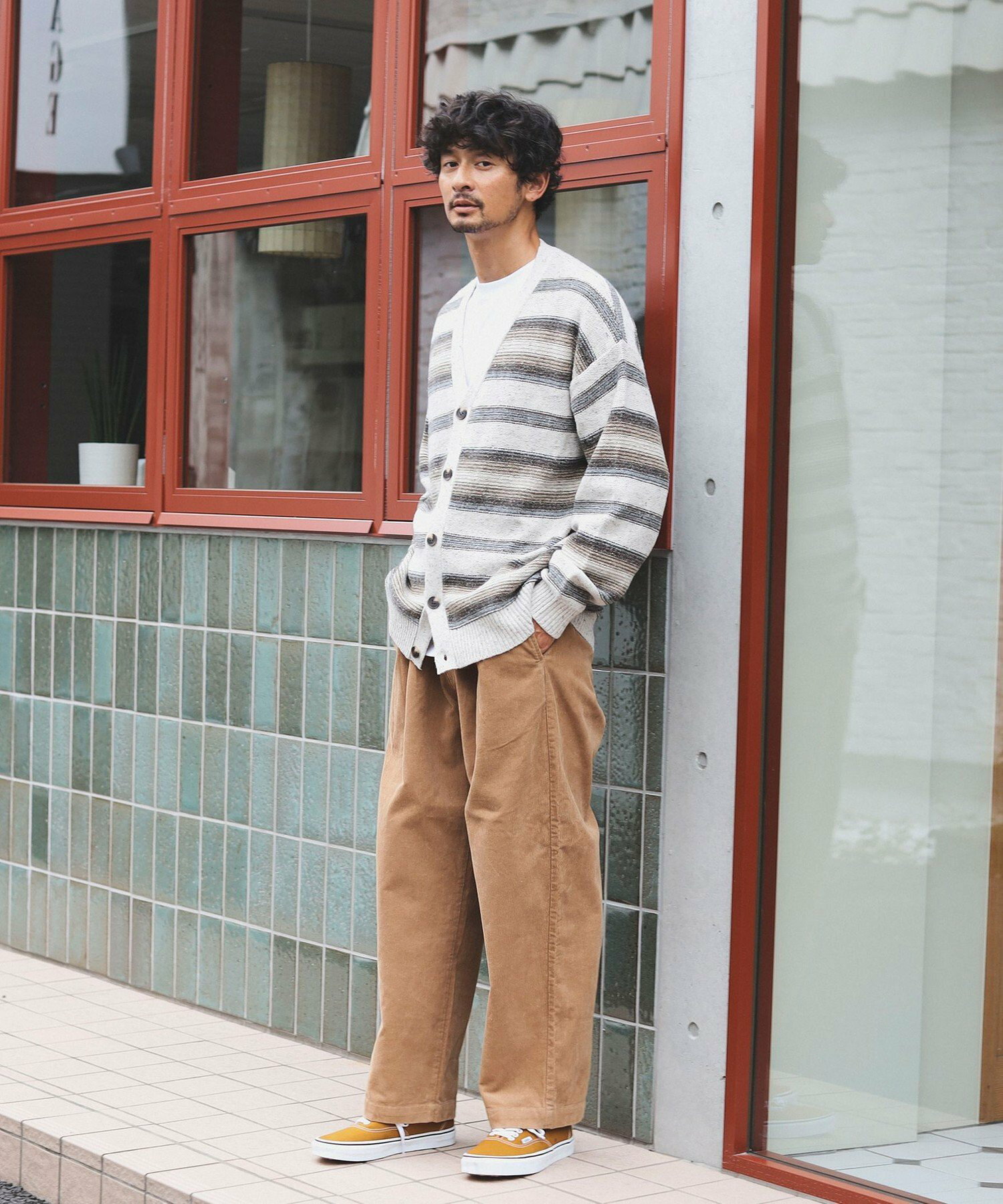 빔즈 BMING by BEAMS 네프 보더 스트라이프 V넥 가디건 루즈핏 카디건 2컬러 - 상세 이미지 2