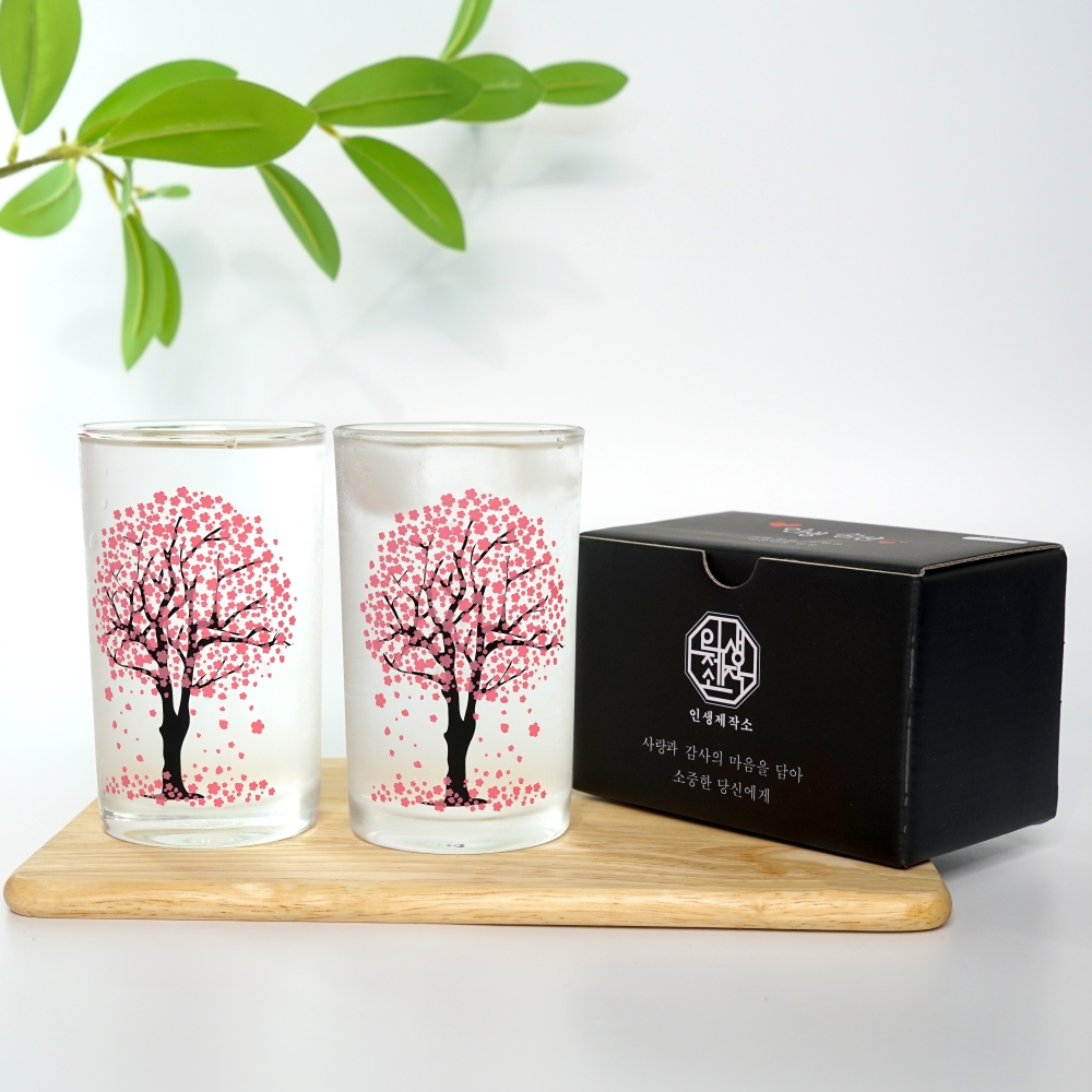 색이변하는 벚꽃 맥주잔 240ml 2개 주문 제작 변온 소맥잔 변색 술잔 집들이선물 시온 이미지 8