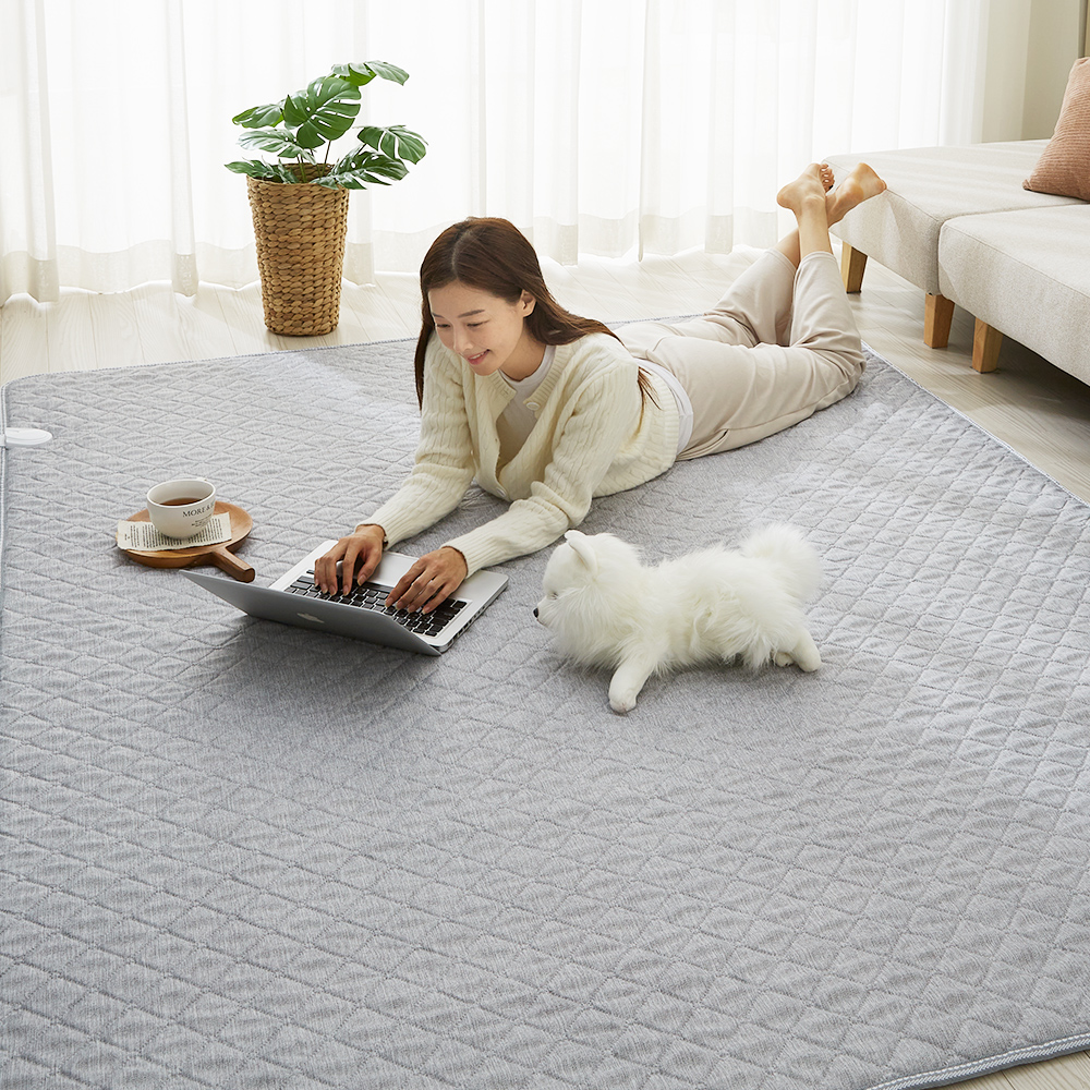 침대 전기장판 2인용 탄소매트 라이트그레이 온열매트 더블