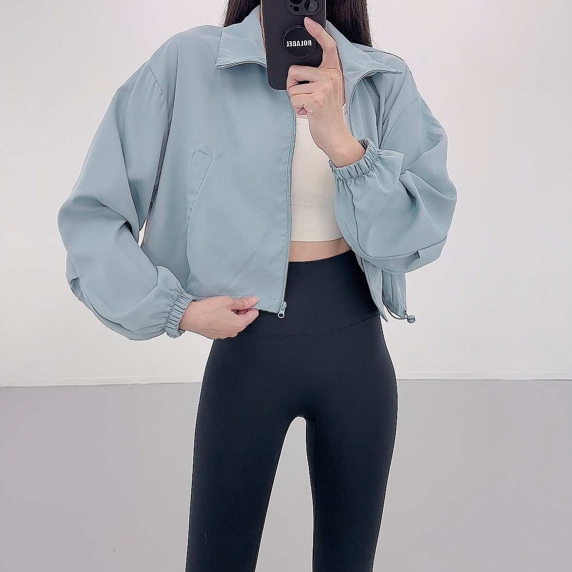 로라벨 달링 크롭 가을 간절기 여성 바람막이 아노락 야상 점퍼 봄 오버핏 후드집업 아우터 - 상세 이미지 3