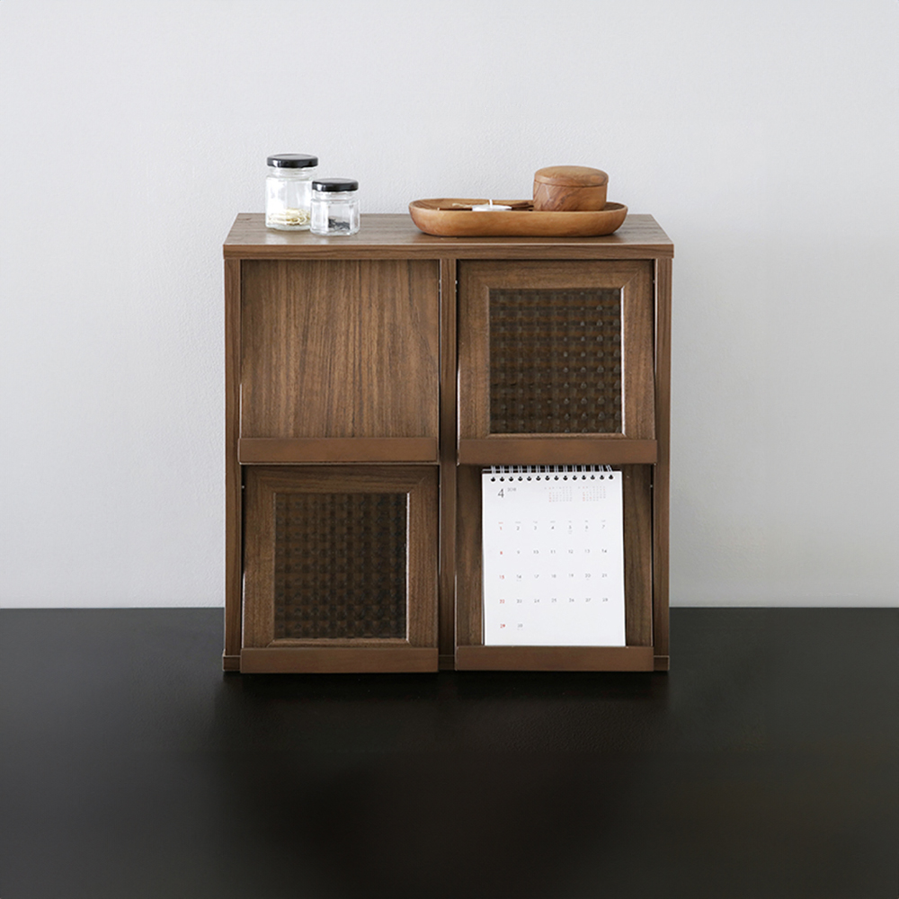 필몬 미니수납장 4문 4242 NFM4242 420x200x420mm, 2단, 미들브라운 1763.5714 - 상세 이미지 4