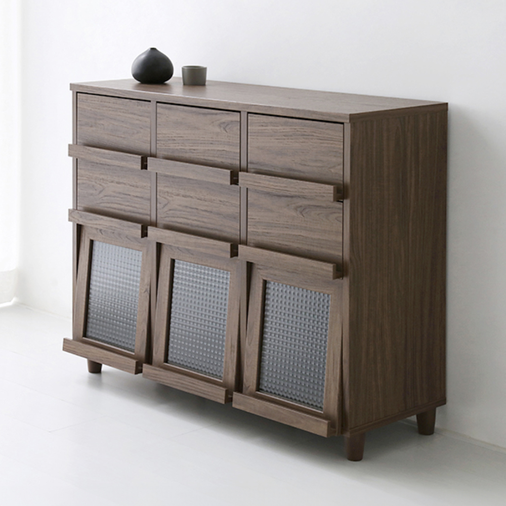 필몬 수납장 3문6서랍 NFM92111H 1115x395x920mm, 3단, 미들브라운 5878.7871 - 상세 이미지 3