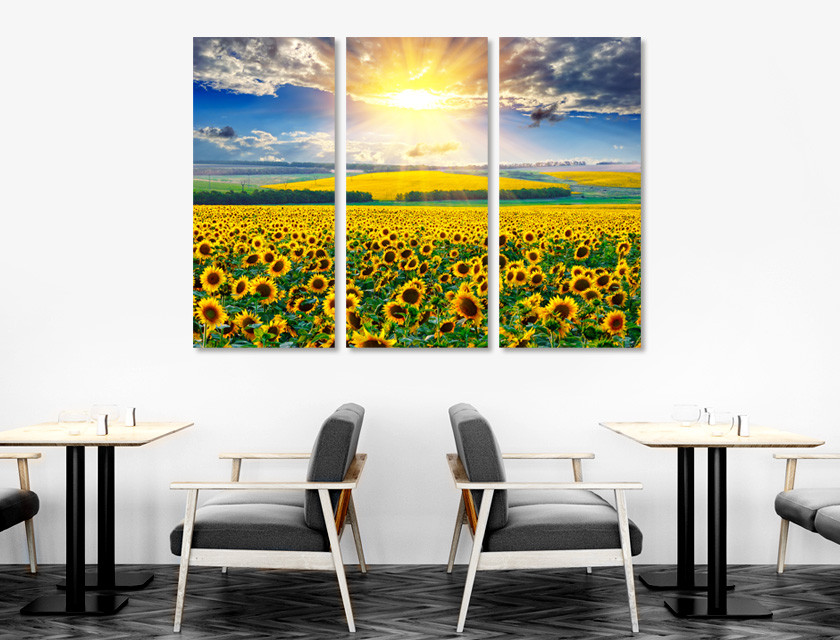 해바라기 3분할 액자세트 대형캔버스 사진 그림 액자 소형