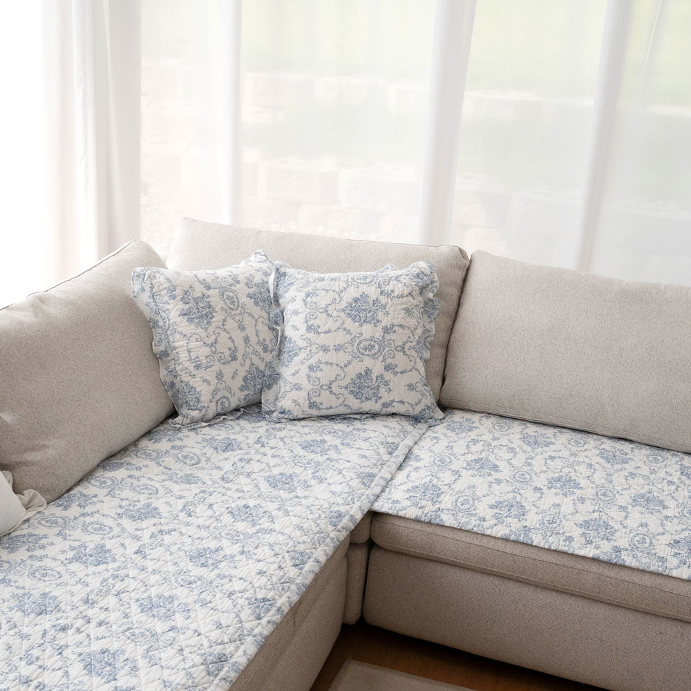 마벨로제 앤틱 사계절 면 쇼파패드 미끄럼방지 소파매트 그레이 2인