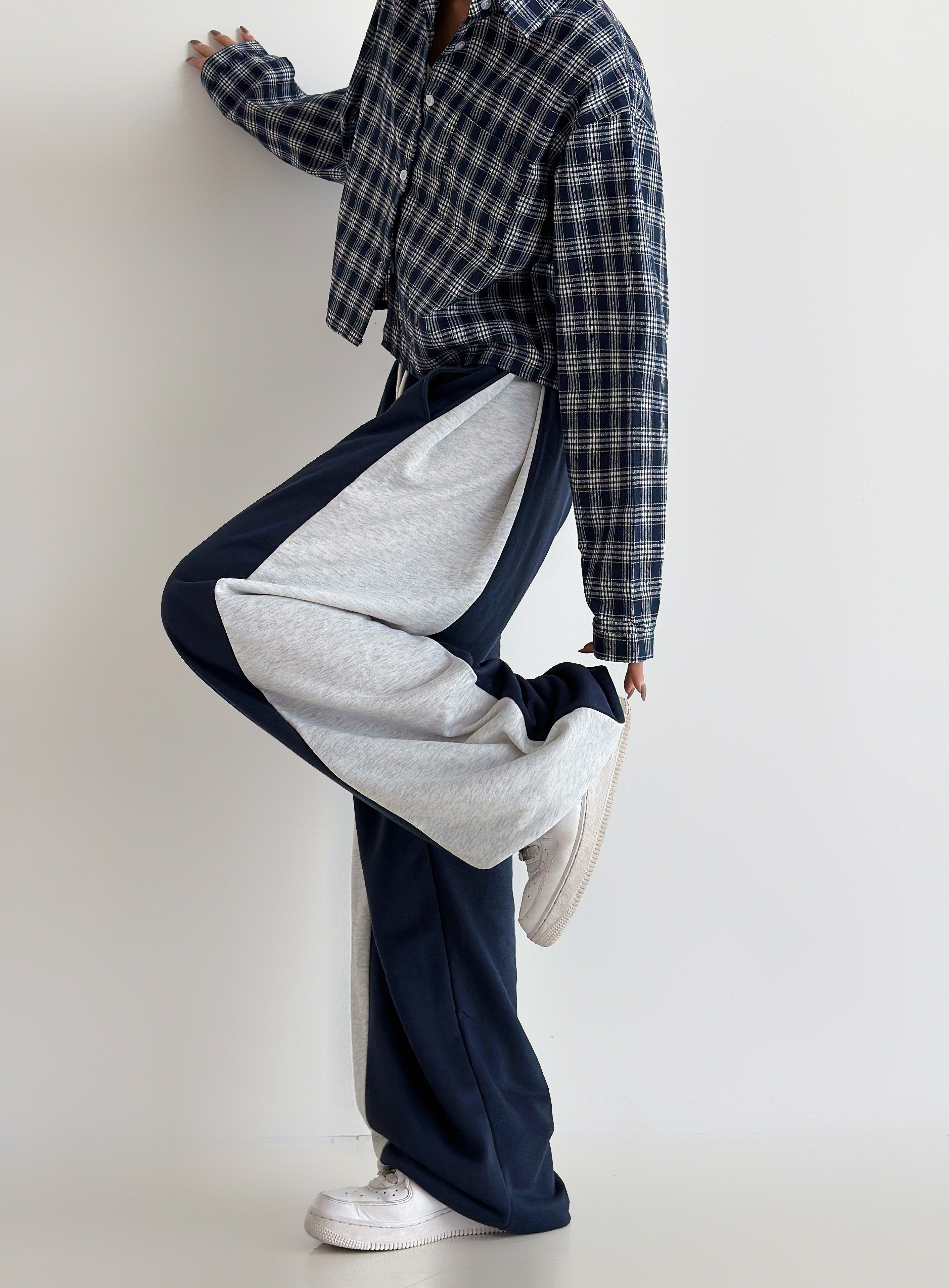 로라벨 모니 기모바지 트레이닝 팬츠 와이드 조거 밴딩 코튼 겨울 벌룬 츄리닝 트랙 키작녀 - 상세 이미지 5