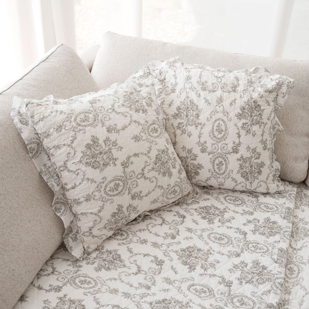 마벨로제 앤틱 사계절 면 쇼파패드 미끄럼방지 소파매트 그레이 2인