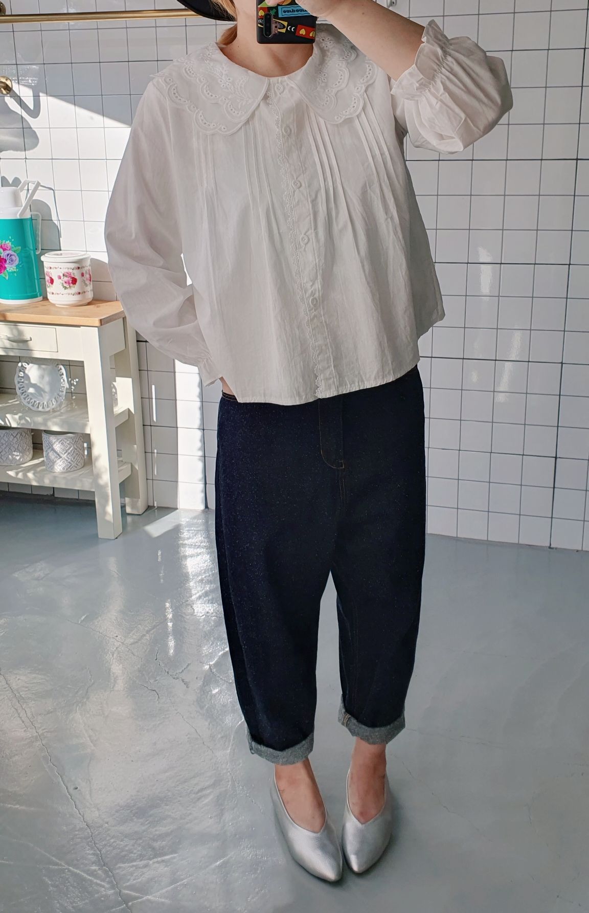 (무배) 레이스 카라 핀턱 블라우스 - 상세 이미지 4
