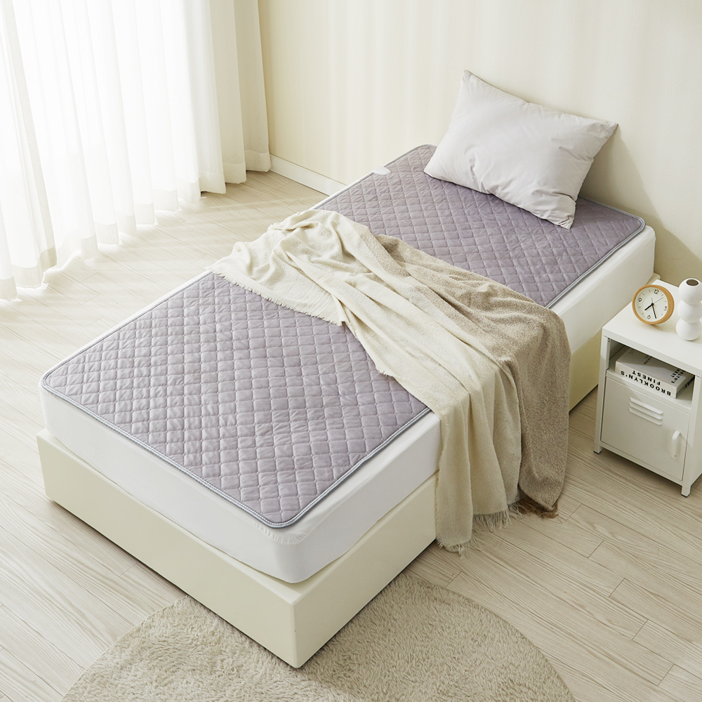 침대 전기장판 1인용 탄소매트 극세사그레이 온열매트 숏미니싱글