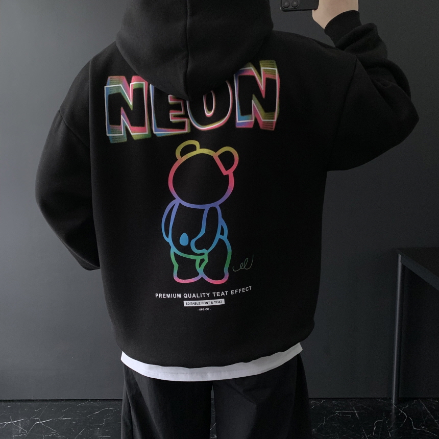 남자 후드티 오버핏 가을 겨울 커플 프린팅 후드티셔츠 이미지 2