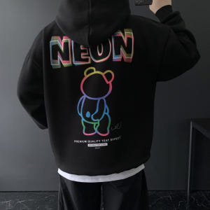 남자 후드티 오버핏 가을 겨울 커플 프린팅 후드티셔츠 착용 후기 | 사이즈/핏 총정리 - 상품 이미지 2