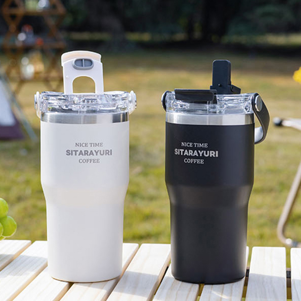 파스텔 대용량텀블러 스텐텀블러 빨대 보온보냉 손잡이 스텐컵 600ml - 상세 이미지 5
