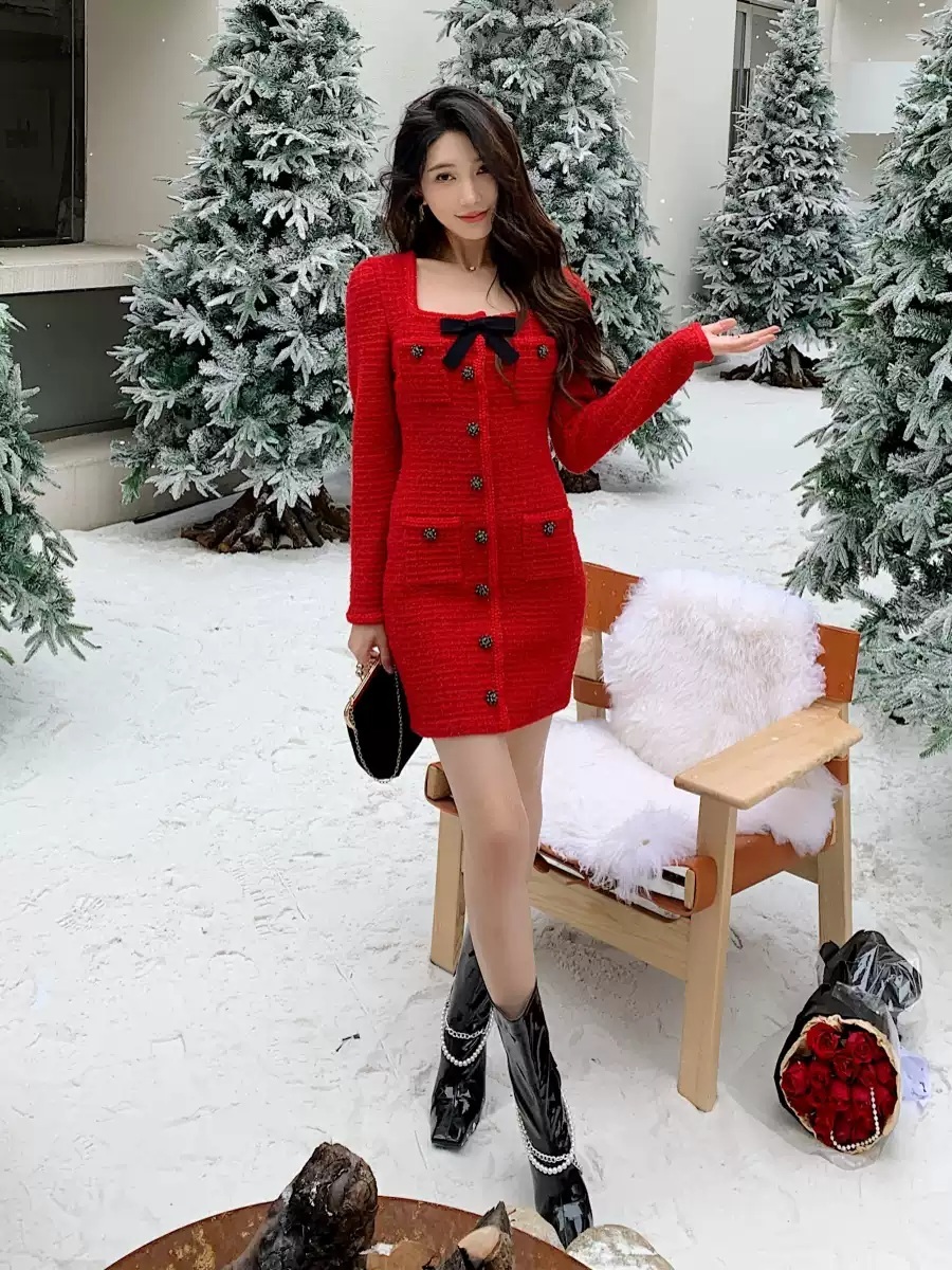 손해보기싫어서 12화 주현영 원피스 레드 트위드 기념일 의상 옷 패션 - 상세 이미지 2