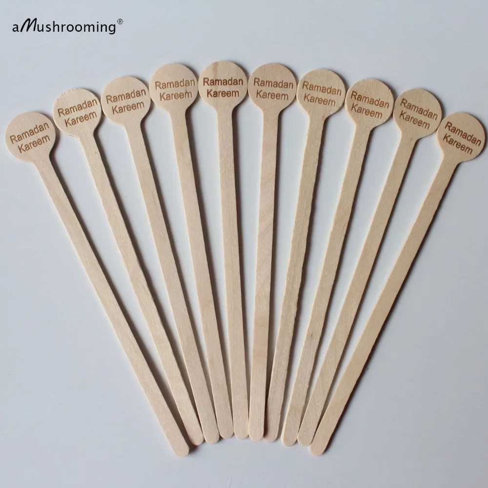 파티 라운드 납작빨대 Stirrer 커피 100Pc s 음료 사탕스틱 : 숲속상점종이빨대
