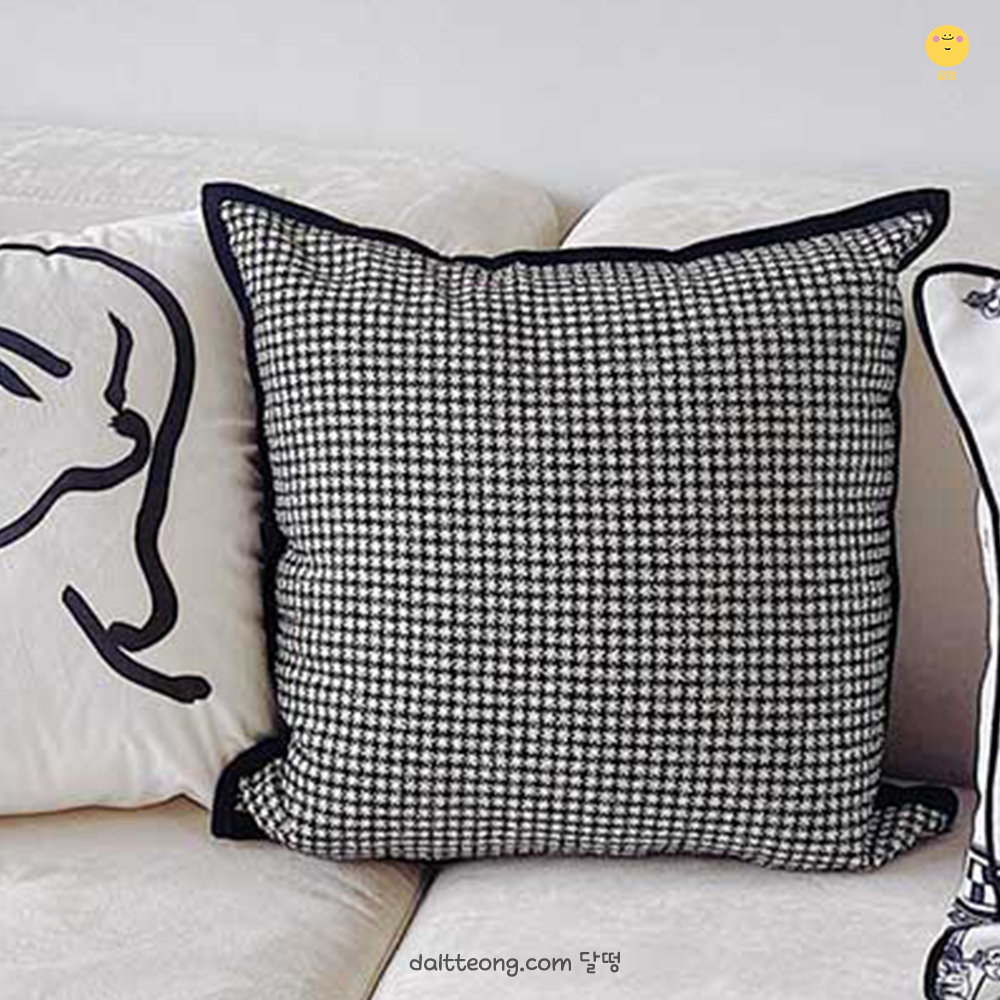 달떵 북유럽 블랙 트위드 자수 쇼파 쿠션 커버 거실 패브릭 벨벳 고급 인테리어