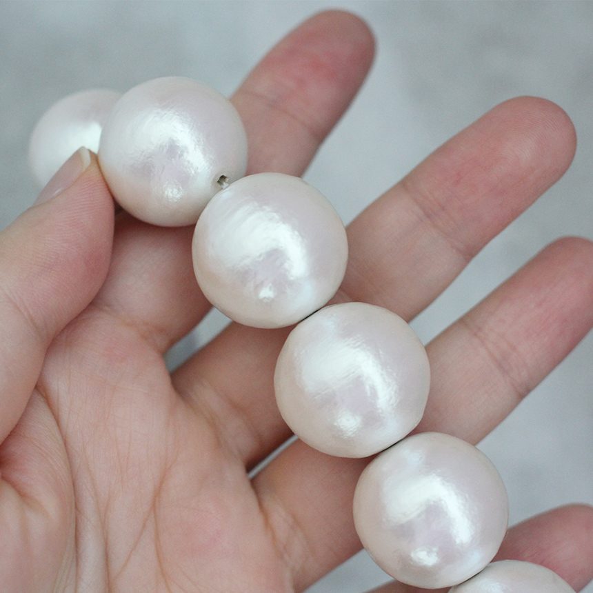 20mm 22mm 프리미엄 자이언트 볼드한 코튼펄 왕 진주 초커 마그넷 자석 목걸이 이미지 8