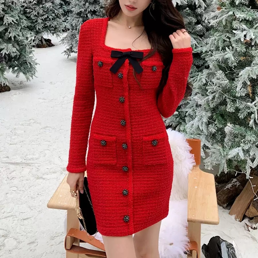 손해보기싫어서 12화 주현영 원피스 레드 트위드 기념일 의상 옷 패션 - 메인 이미지